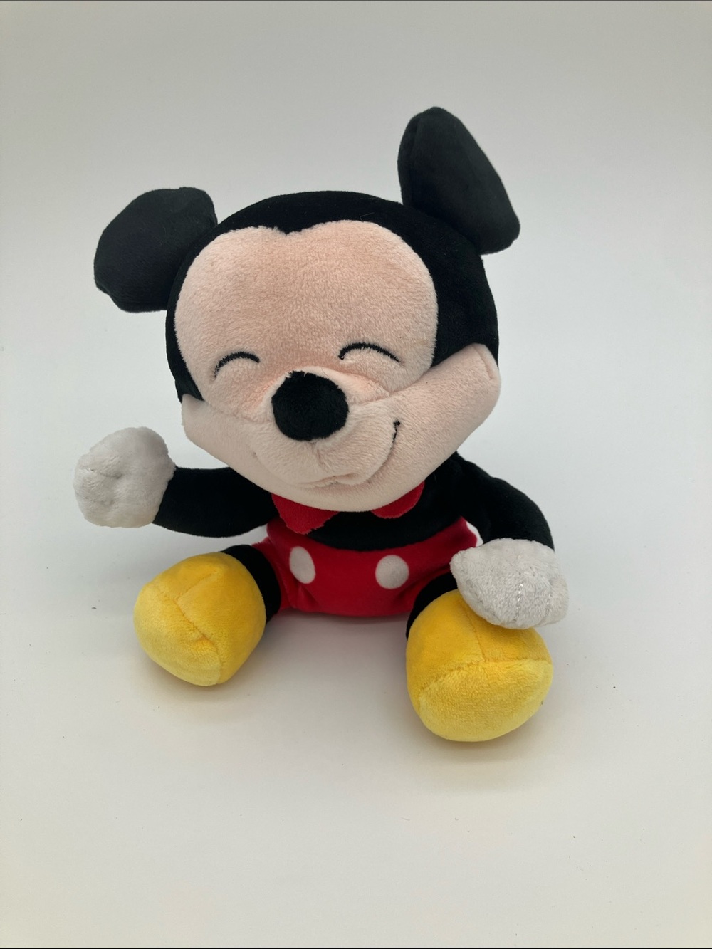 TY Disney Mickey Mouse Sleeping Closed Eyes Plush Beanie Baby Stuffed Toy